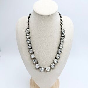 J.Crew Clear Crystal Statement Necklace – Antique Brass Tone Chain